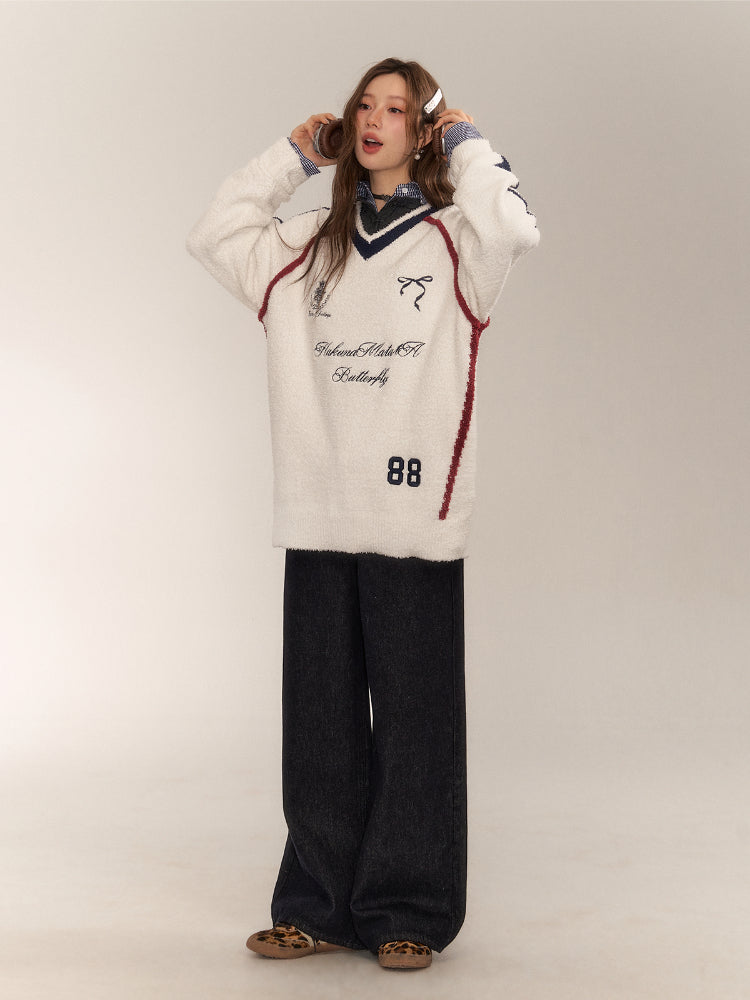 American Sports Bow Embroidered Sweater