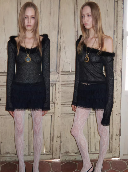 Lace Tiered Low-Rise Cake Shorts