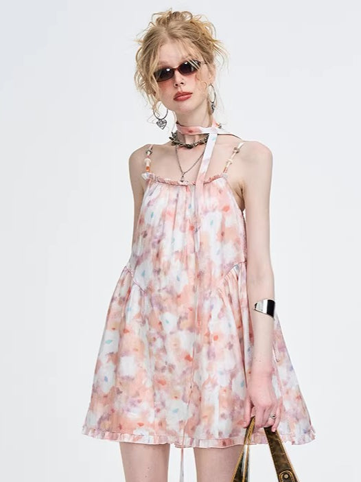 Pink Floral A-Line Camisole Dress