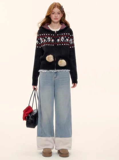 Straight-Leg Wide Denim Pants