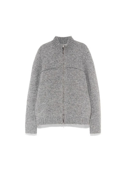 Gray Zip High Collar Sweater