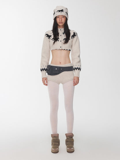 Fair Isle Pony Jacquard Knit Beanie