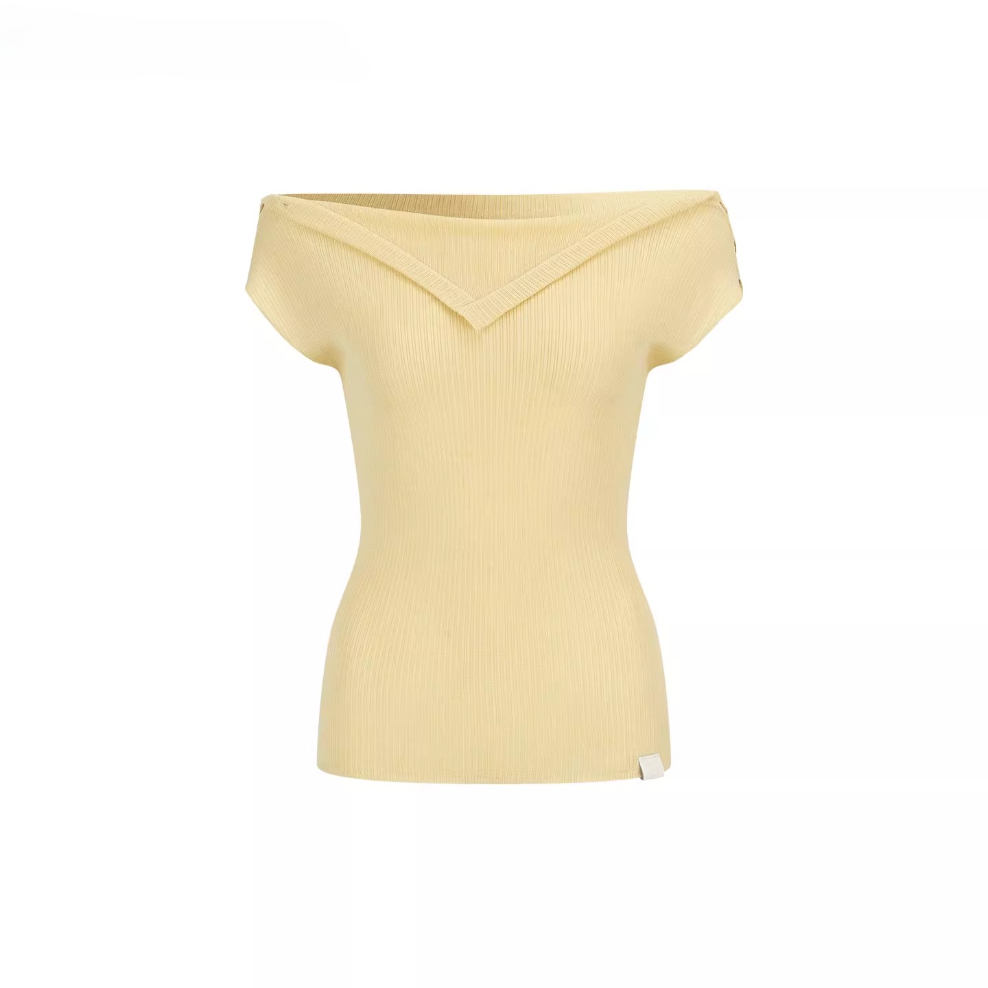 Folded Off-Shoulder Knit T-Shirt