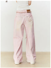 Pink Washed Distressed Jeans - CHINASQUAD