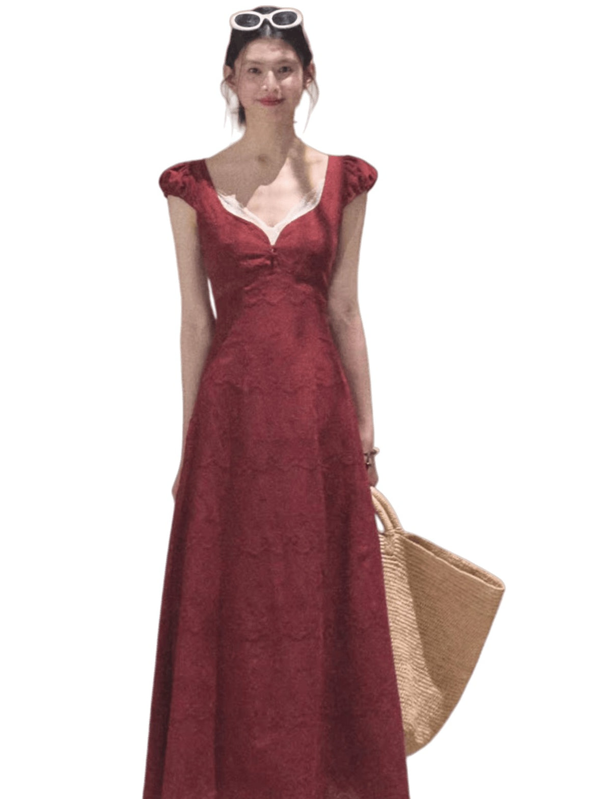 Cotton Bohemian Sash-Red Resort Tea Dress