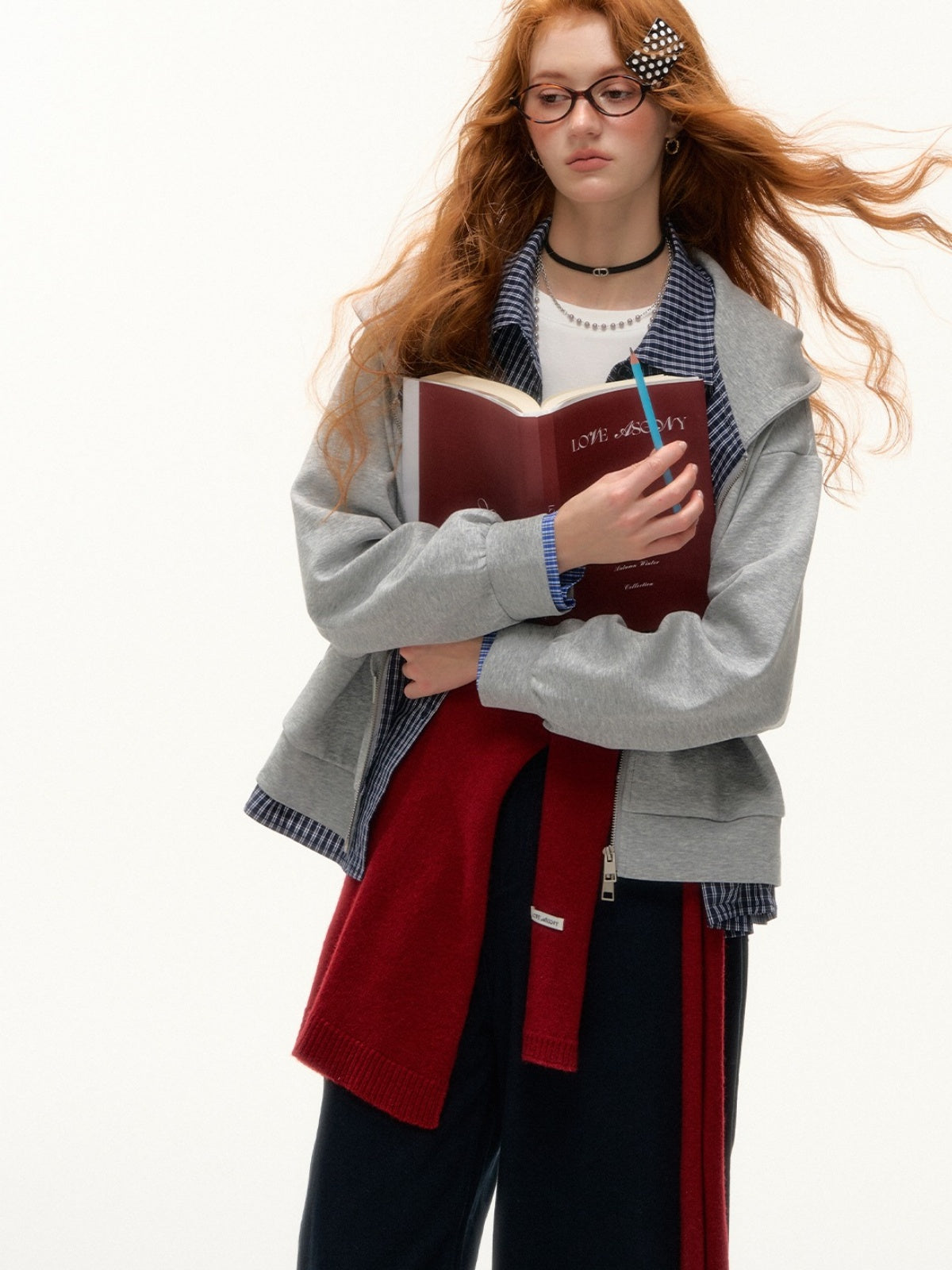 Plaid Patchwork Zip-up Hoodie