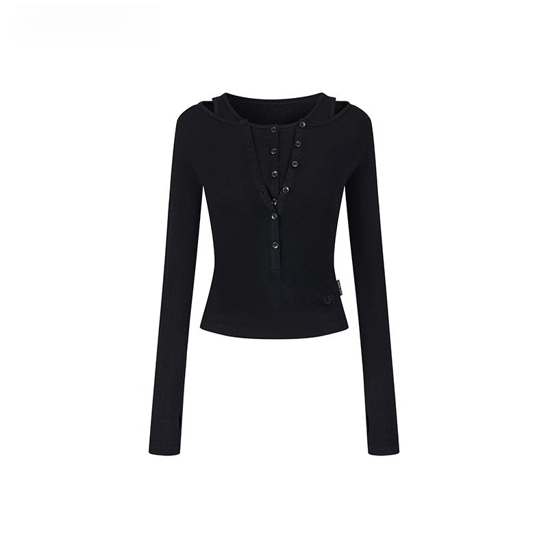 Two-Piece Style Convertible Long Sleeve Vest Top