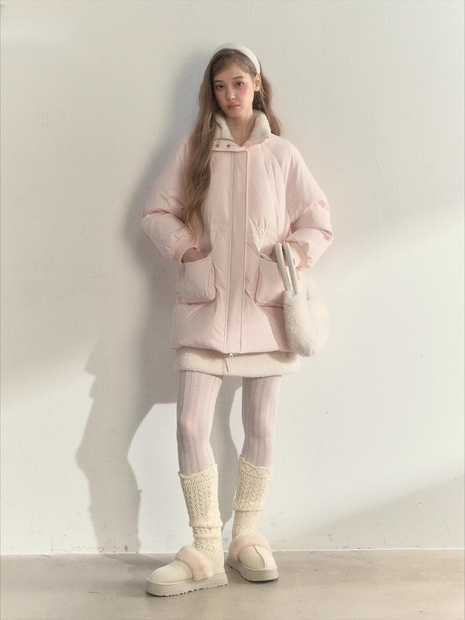 Blush Scarf-Hood Down Coat