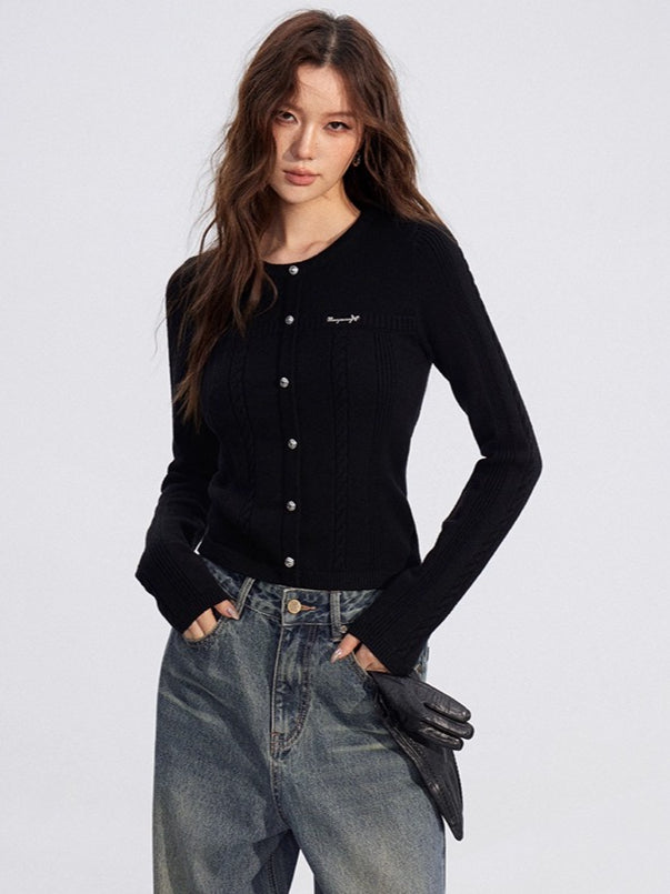 Dual-Layer Cable-Knit Long-Sleeve Turtleneck