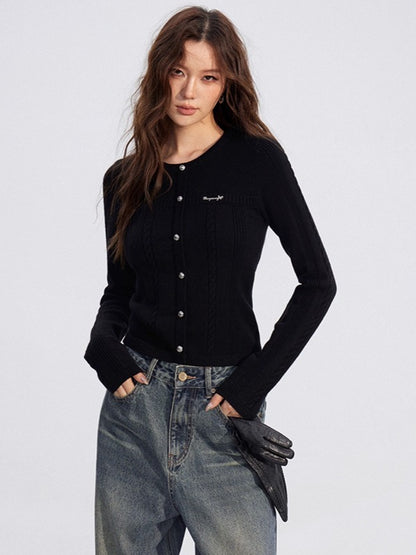 Dual-Layer Cable-Knit Long-Sleeve Turtleneck