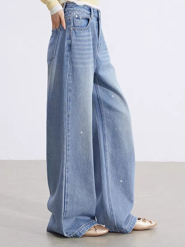 Heart Stud Wide-Leg Jeans