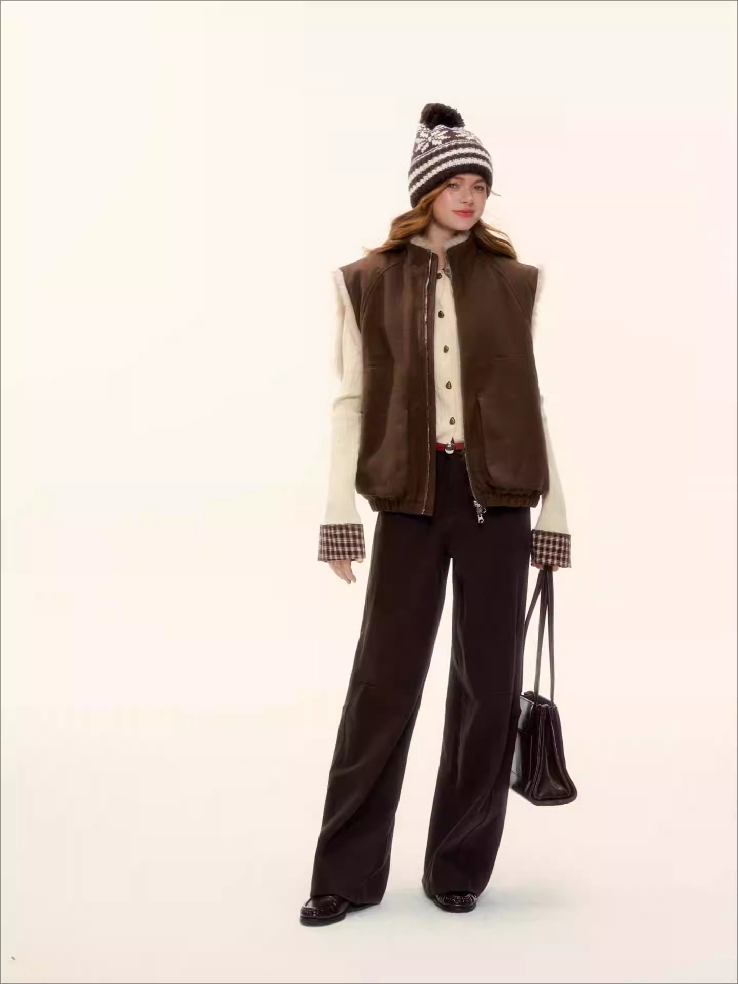 Vintage Reversible Wool-Blend Faux Fur Vest