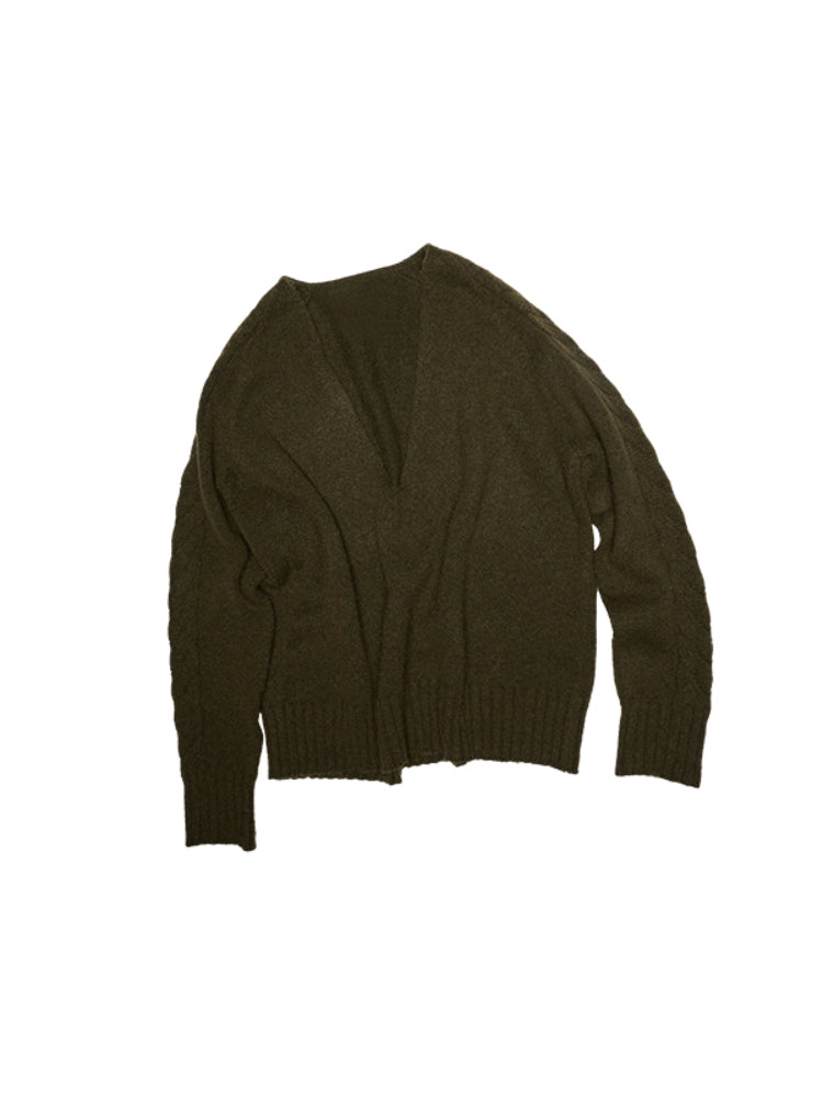 Suede V-neck Loose Sweater