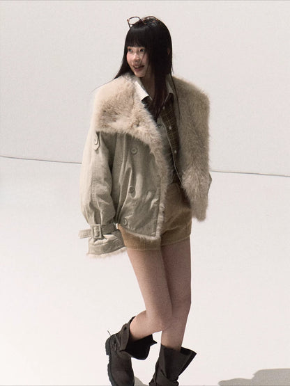 Fur-Collar Winter Parka Jacket