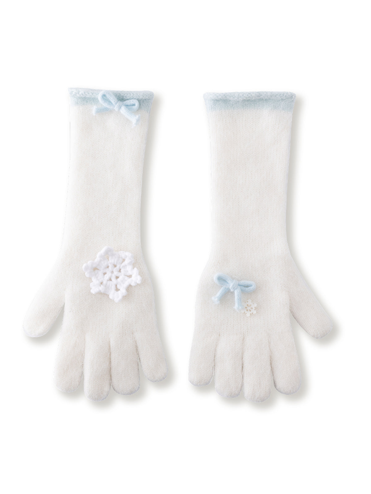 Snowflake and Bow Rabbit Hair Gloves