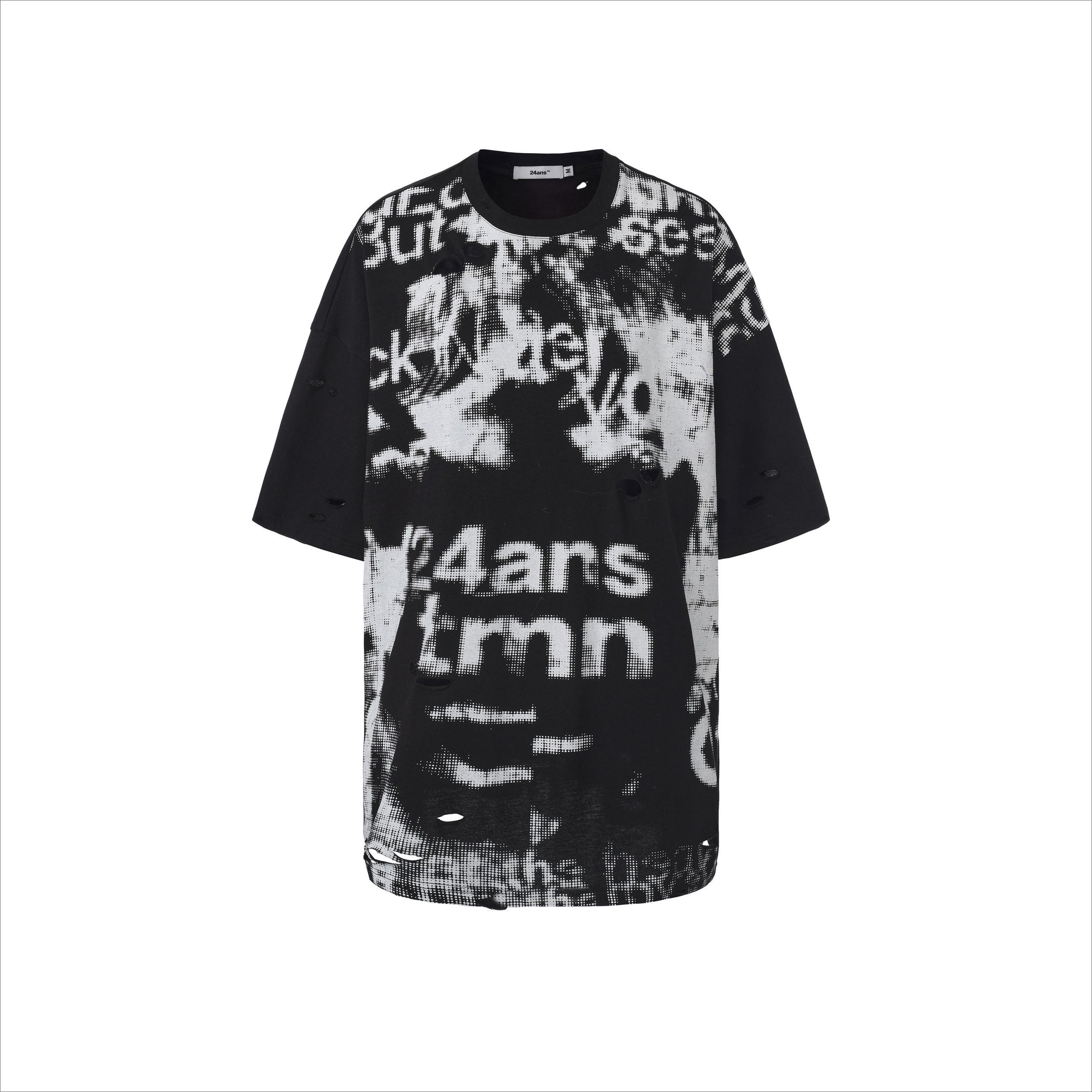 Distressed Laser-Burn Graphic Oversized T-Shirt