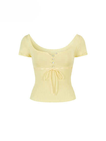 Bowknot Lyocell Knit T-shirt - CHINASQUAD