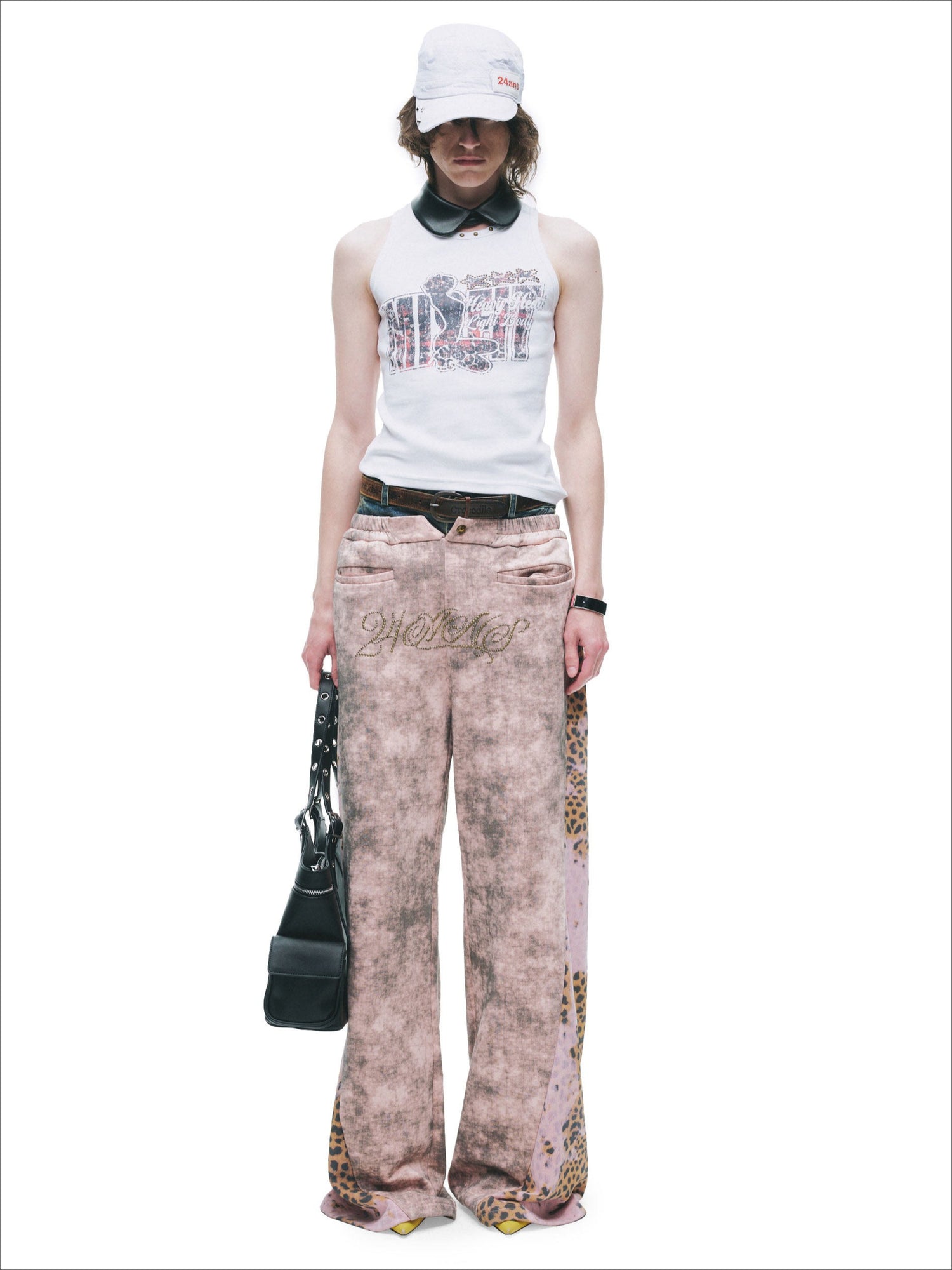 Punk Ribbed Studded Graphic Tank Top