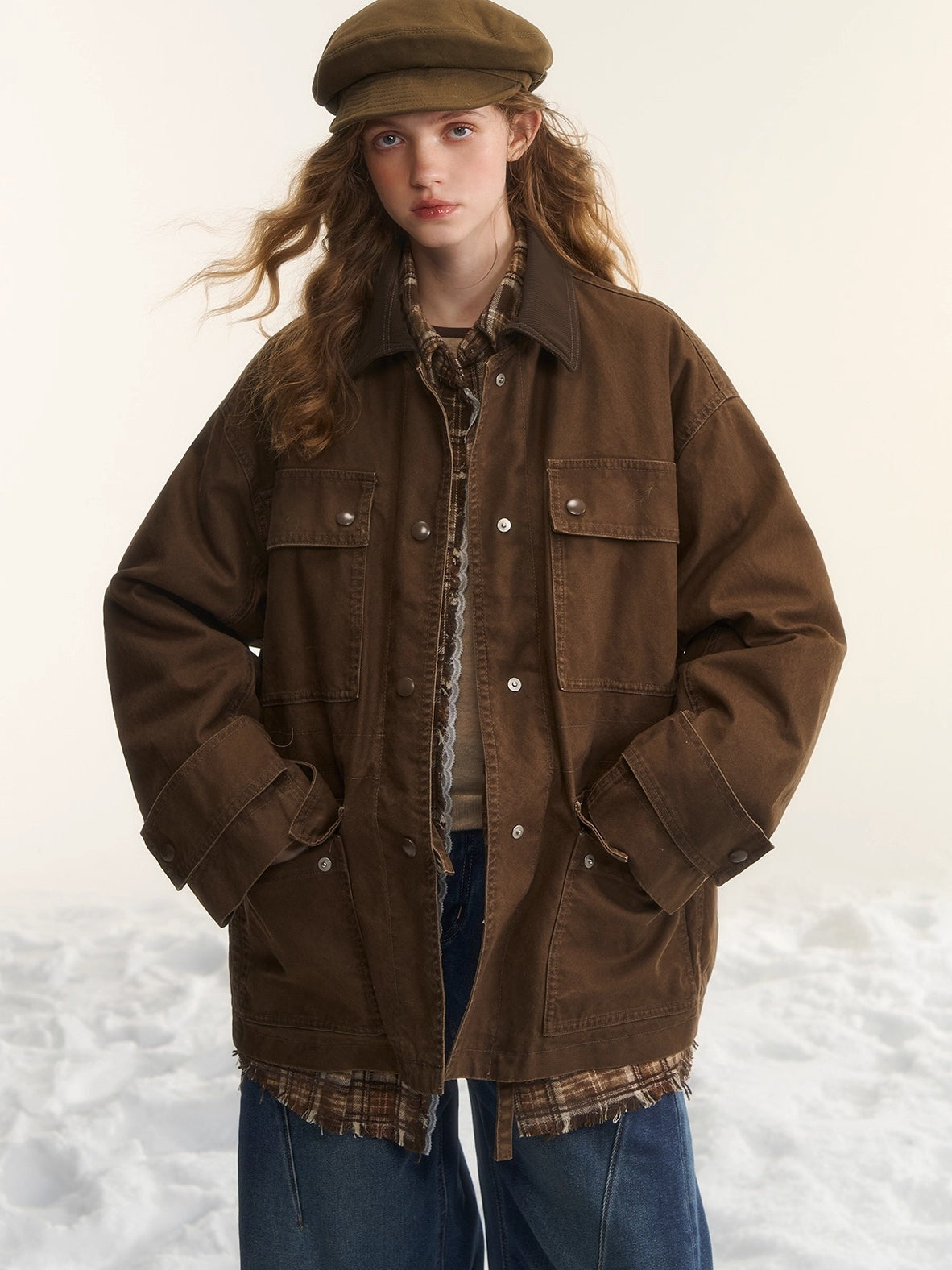 Duck Down Cinched-Waist Puffer Jacket