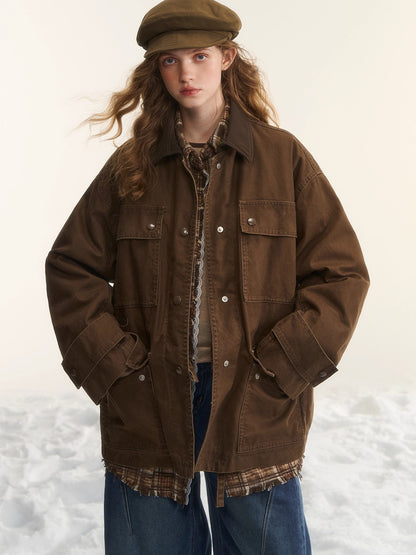 Duck Down Cinched-Waist Puffer Jacket