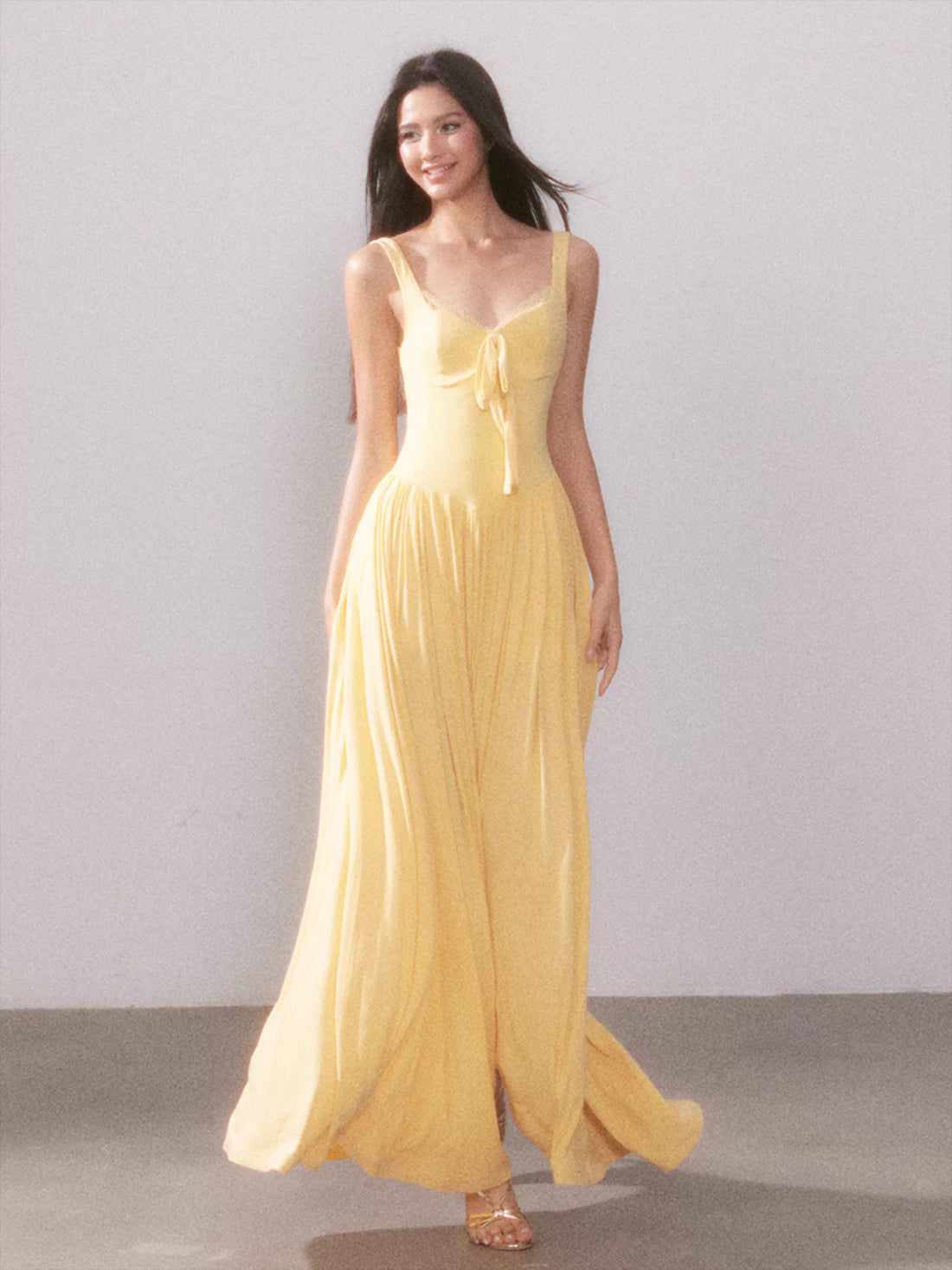 Mist Veil Muse Lace Knit Split Maxi Dress