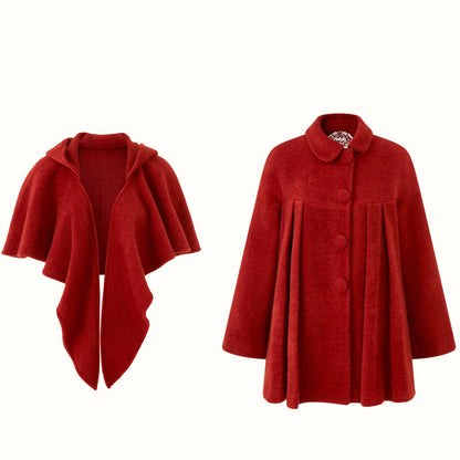 Little Red Hood Winter Knit Cape