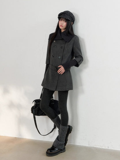 Grey Tailored Wool-Blend Long Dress