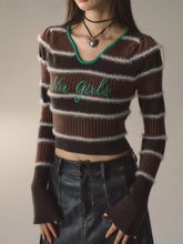 V-neck Striped Knitted Sweater - CHINASQUAD