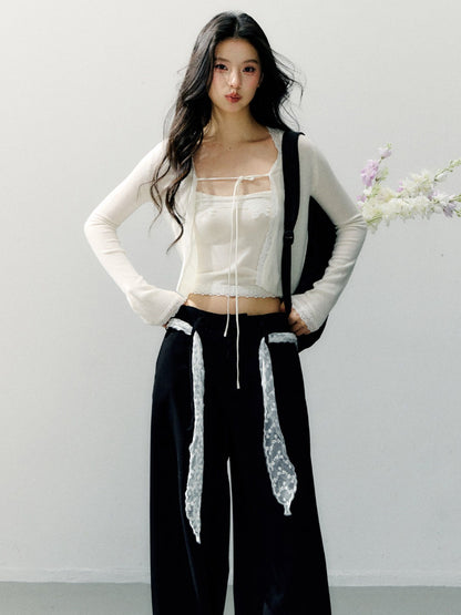 Sheer Shirt &amp; Inner Layer Two-Piece Set