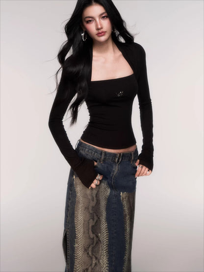 Sleeve-Detail Slim-Fit Knit Crewneck