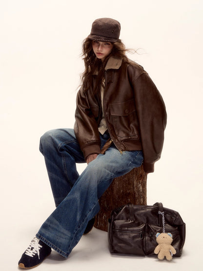 Faux Leather Padded Jacket