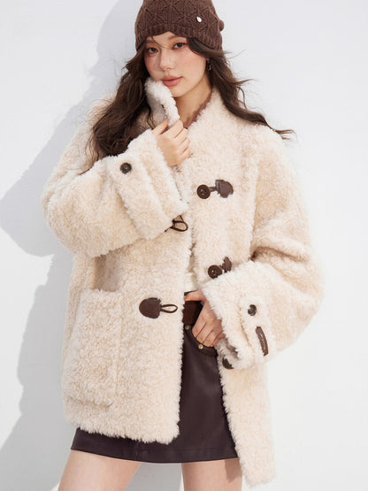 Wool-Blend Shearling Buttoned Jacket