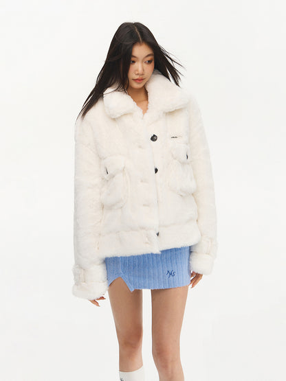 Loose Fit Casual Faux Fur Jacket