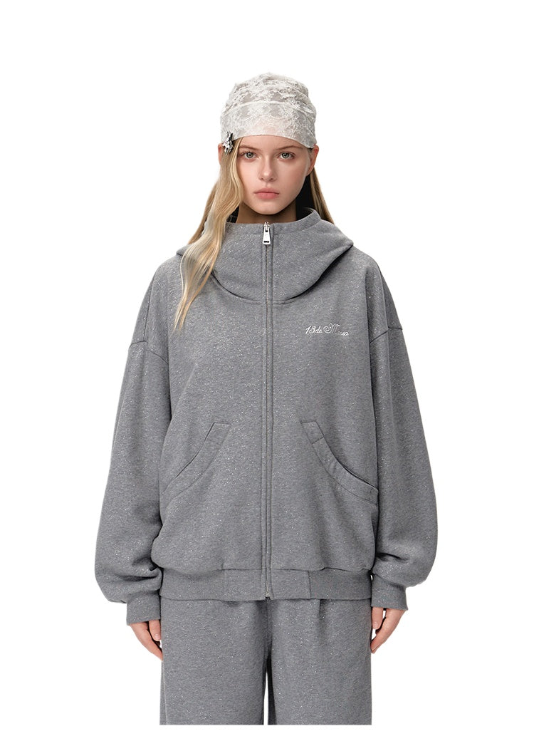 Glitter Zip-Up Hoodie