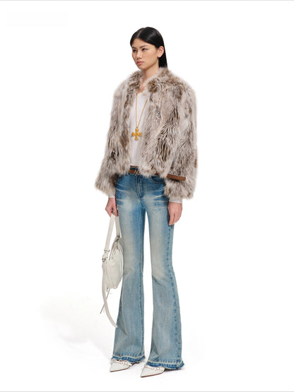 Fox Fur Stand-Collar Jacket