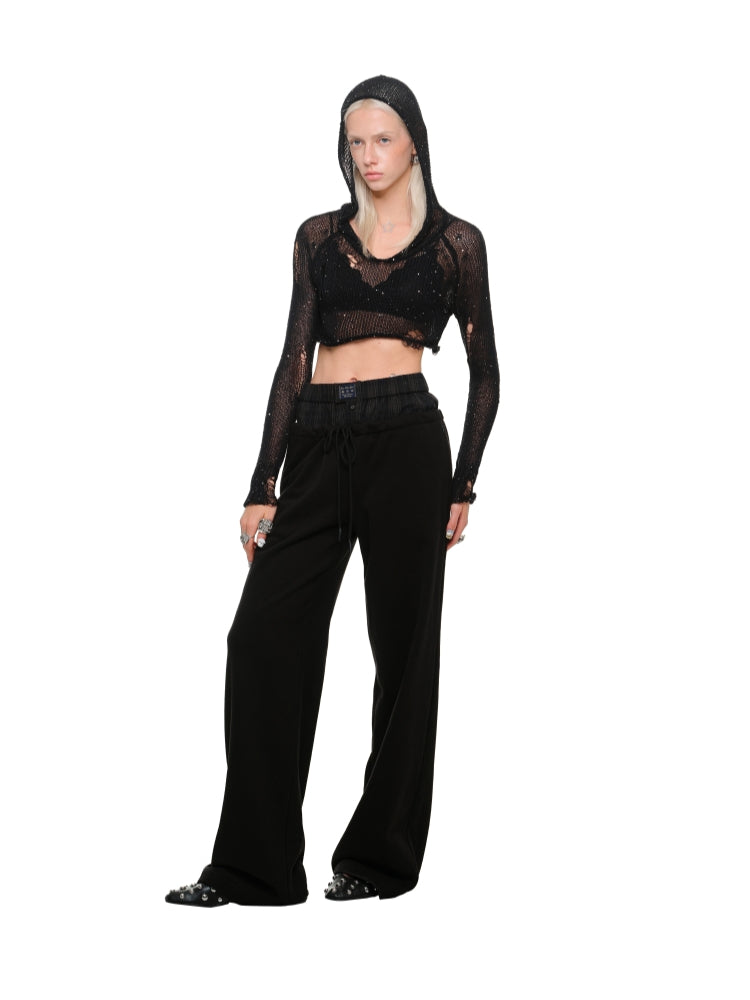 Patchwork Wide-leg Sweatpants