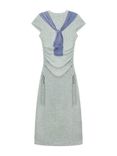Printed Side Gathered Tie Dress - CHINASQUAD