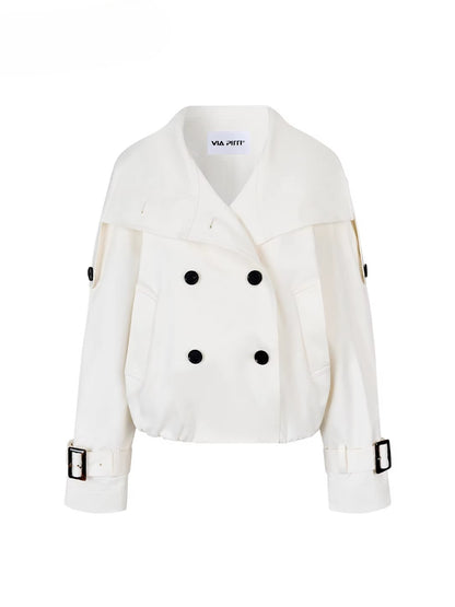 Stand-Collar Pleated Trench Jacket - CHINASQUAD