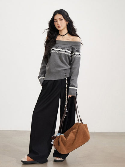 Wool-Blend Belted Wide-Leg Pants