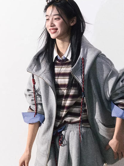 Miu-Inspired Varsity Sweatshirt &amp; Skirt Set