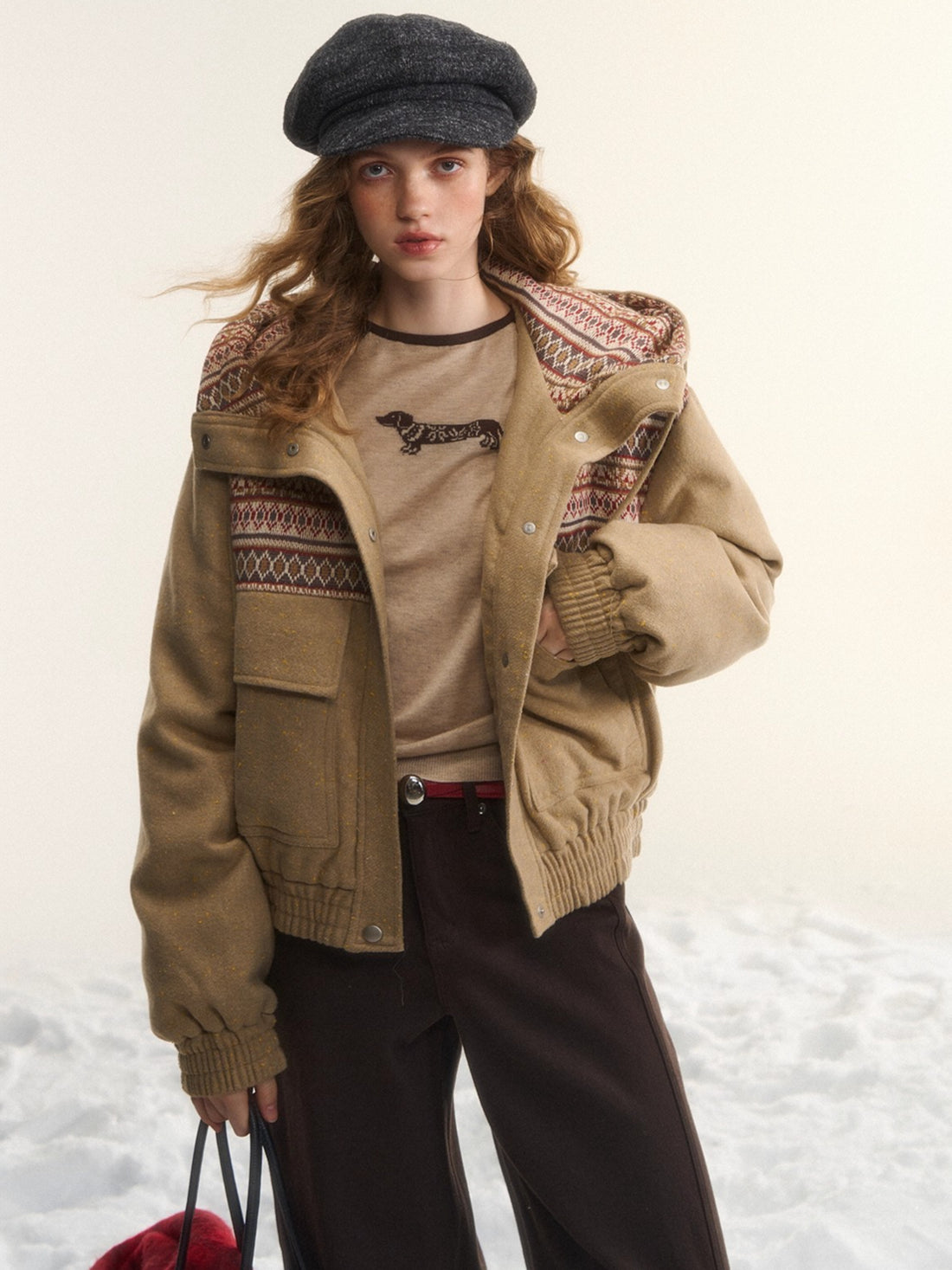 Wool-Blend Hooded Down Jacket