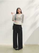 Two-piece Double-layer Ruffle Tie Straight Pants - CHINASQUAD