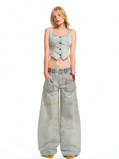Washed Reversed - Pocket Jeans - CHINASQUAD