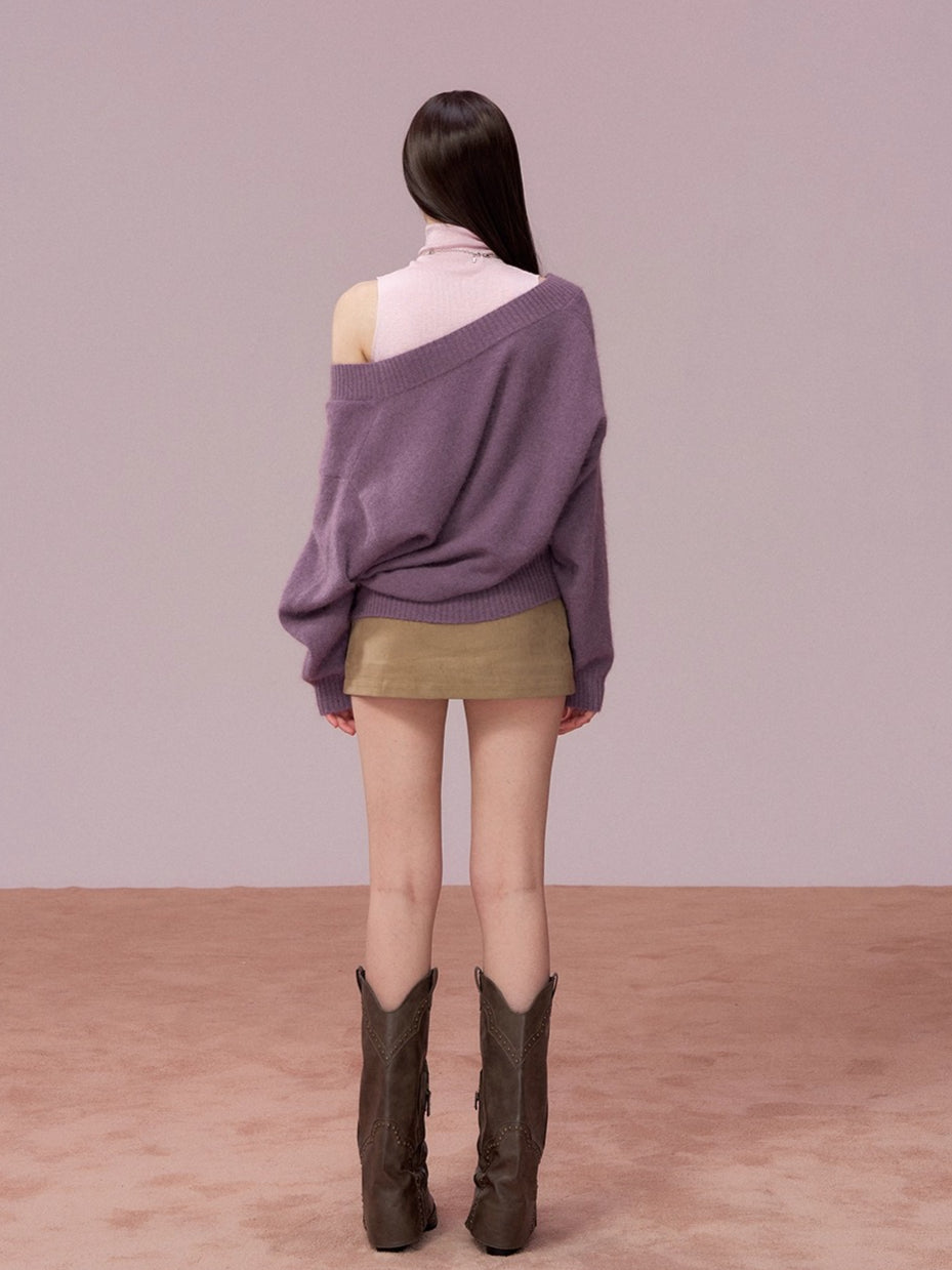 Wool Deep V-Neck Oversized Sweater