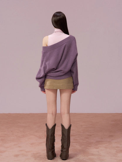 Wool Deep V-Neck Oversized Sweater