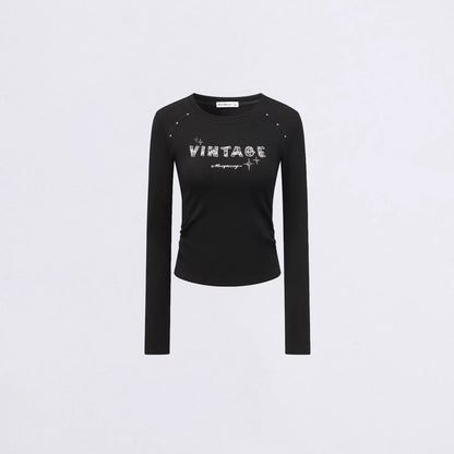 Letter-Print Slim-Fit Long-Sleeve T-Shirt