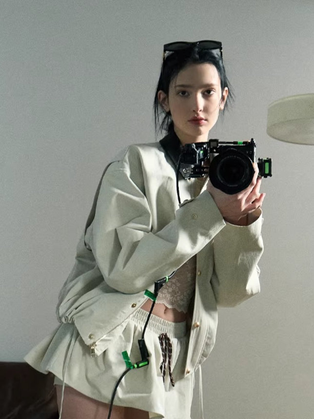 Vintage Intellectual-Style Relaxed Short Jacket