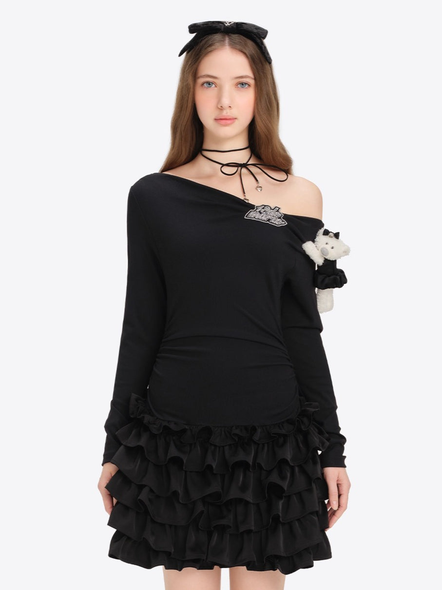 Off-Shoulder Tiered Mini Dress