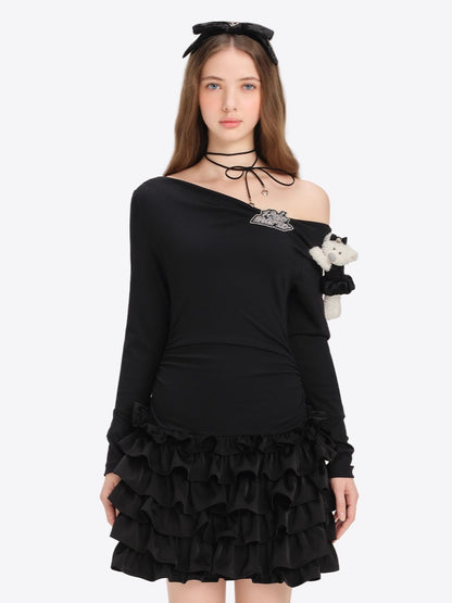 Off-Shoulder Tiered Mini Dress