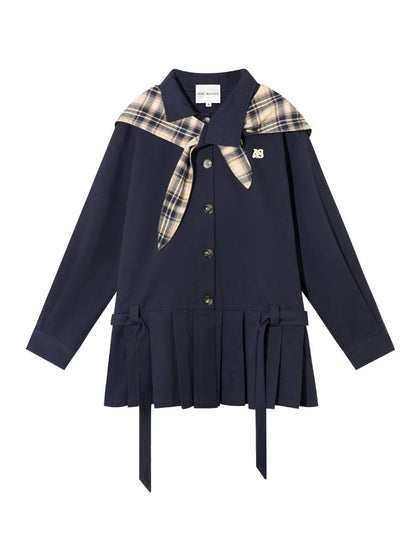 Detachable Bunny-Ear Pleated Trench Coat